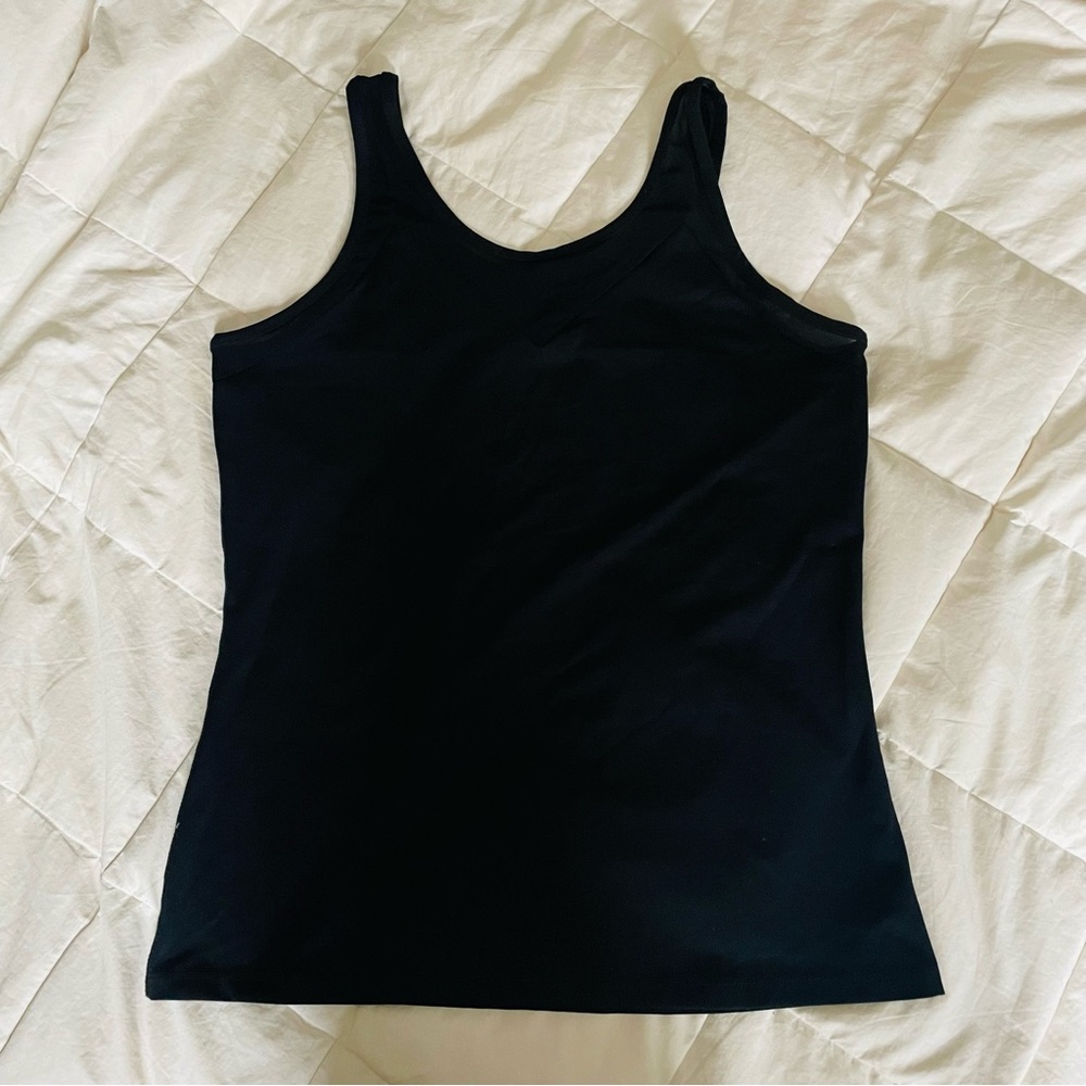 The Free Yoga Black Active Tank size S Sleeveless Stretch Mesh Panel
